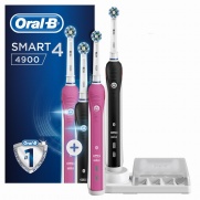 Oral-B Smart 4 4900 Duo Pack Black & Pink - Ηλεκτρική Οδοντόβουρτσα 2τεμ. (Μαύρο & Ροζ)